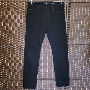 7 For All Mankind Black Straight Leg Jeans